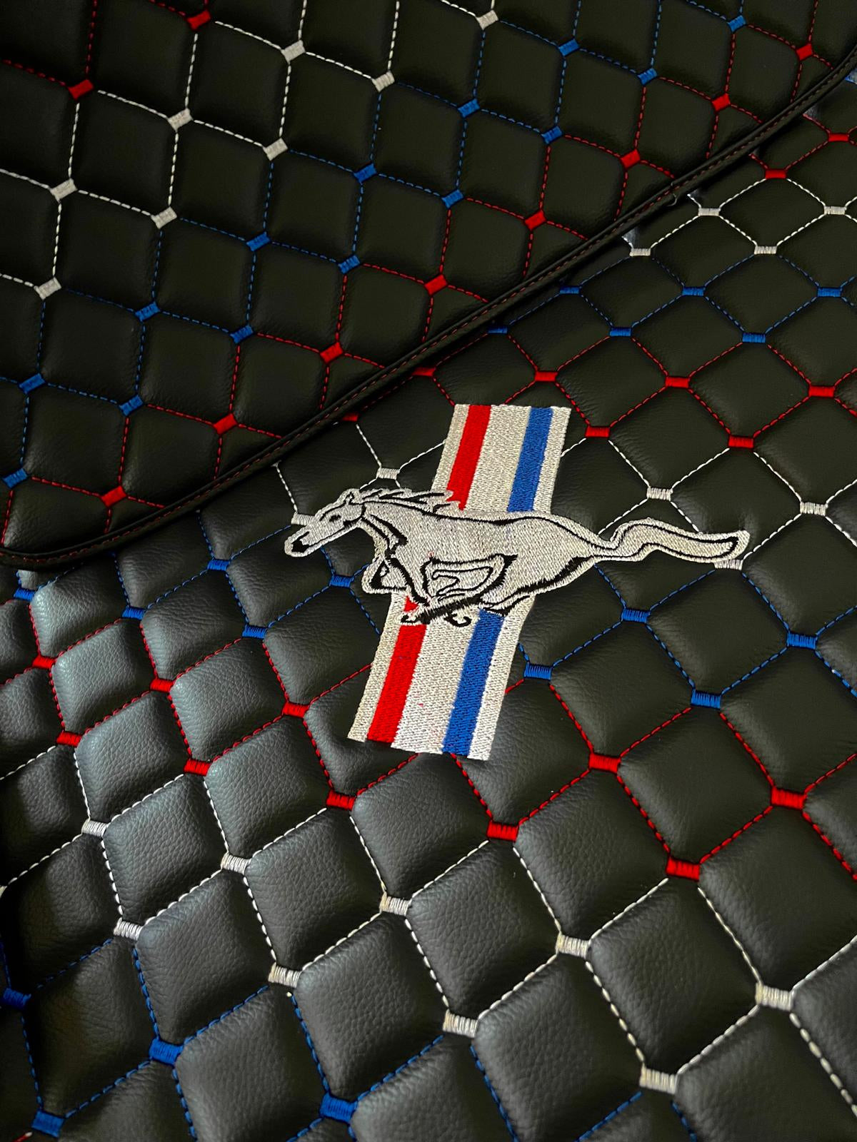 MUSTANG Leather Car Floor Mat, MUSTANG Waterproof Custom Car Mat