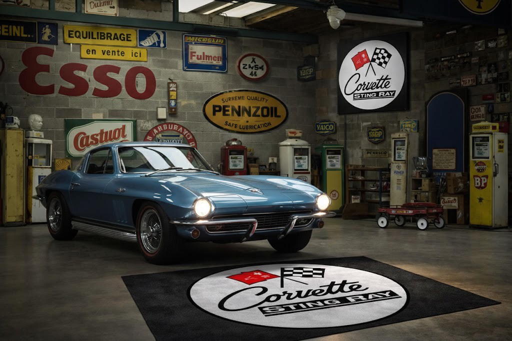 Corvette C2 Stingray Garage Floor Mat 5x7 FT (60x87 Inches)