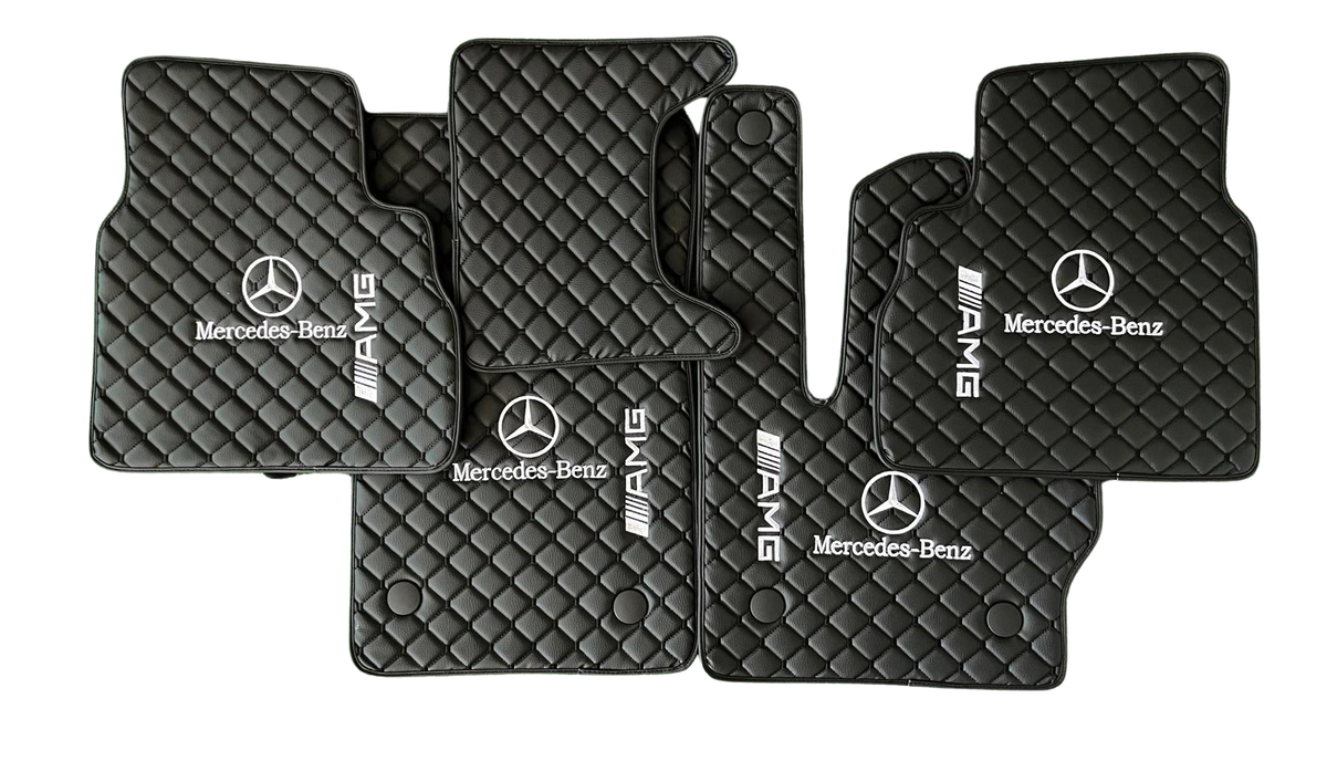 Mercedes Benz-AMG Leather Car Floor Mat, AMG Waterproof Custom Car Mat