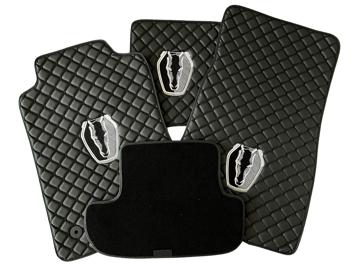 MUSTANG DARK HORSE Leather Car Floor Mat, MUSTANG DARK HORSE Waterproof Custom Car Mat