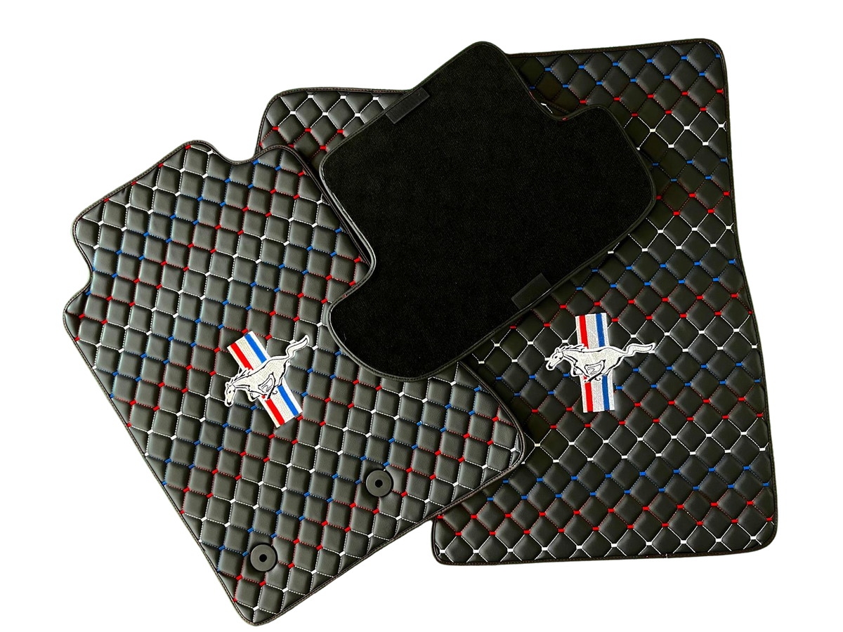 MUSTANG Leather Car Floor Mat, MUSTANG Waterproof Custom Car Mat