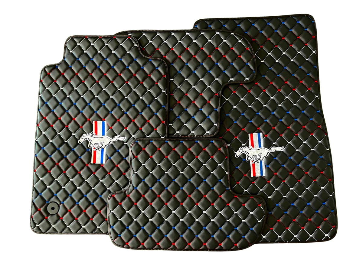 MUSTANG Leather Car Floor Mat, MUSTANG Waterproof Custom Car Mat