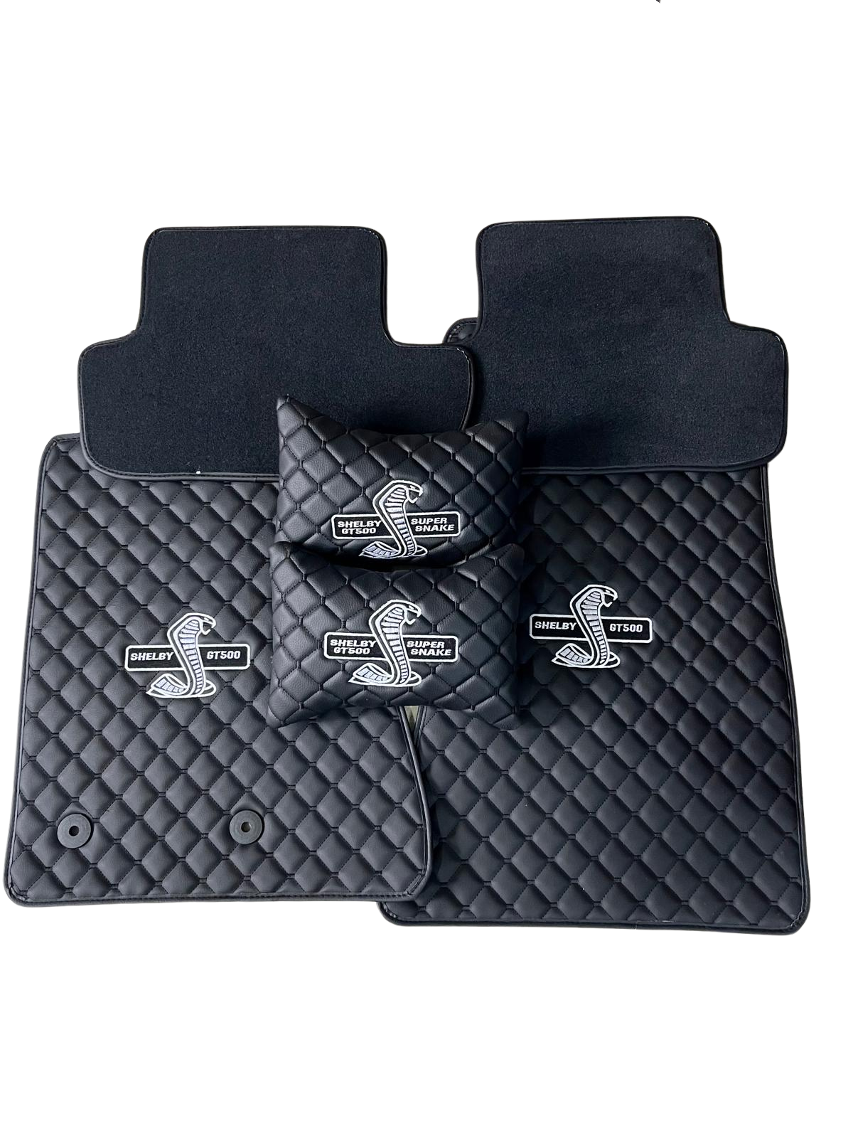 SHELBY GT500 Leather Car Floor Mat + 2Pcs Neck Pillow, SHELBY Waterproof Custom Car Mat