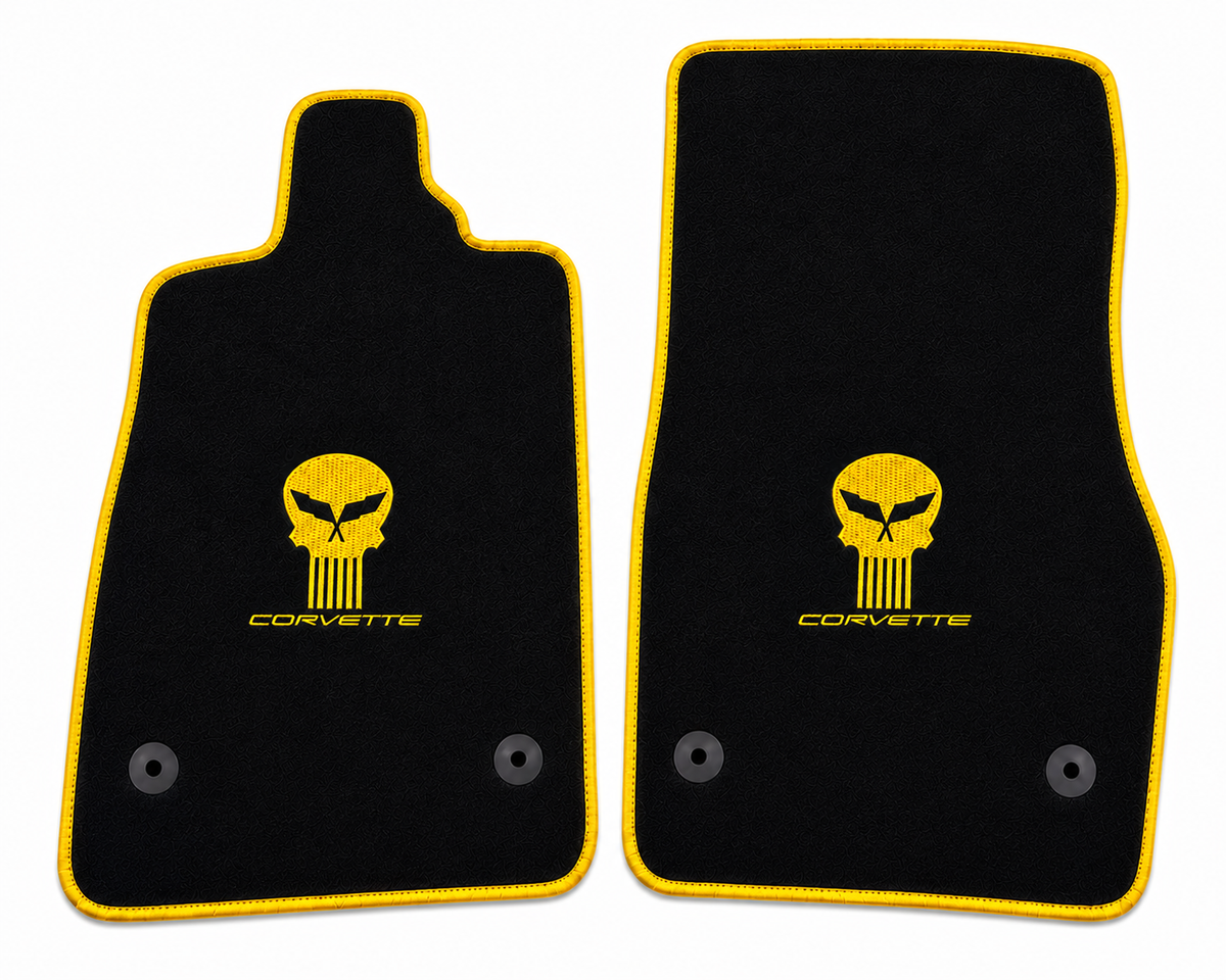 CORVETTE JAKE SKULL Car Floor Mat, Custom Carpet Floor Mat