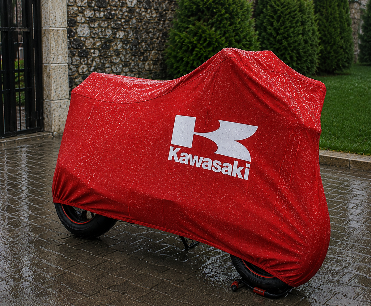 Kawasaki Custom-Fit Outdoor Motorcycle Cover – Waterproof All-Weather Protection