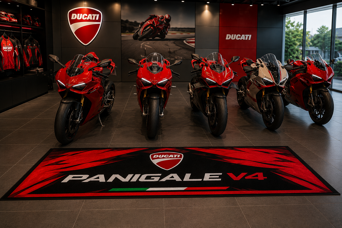 Ducati Panigale V4 Motorcycle Garage Mat – Premium Garage Floor Protection 32x87 Inch