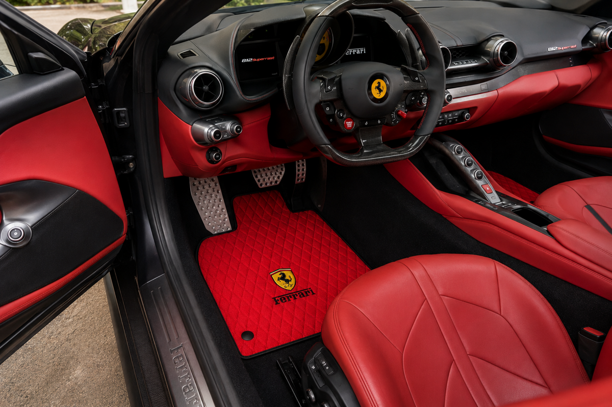 Ferrari Leather Car Floor Mat, Ferrari Waterproof Custom Car Mat