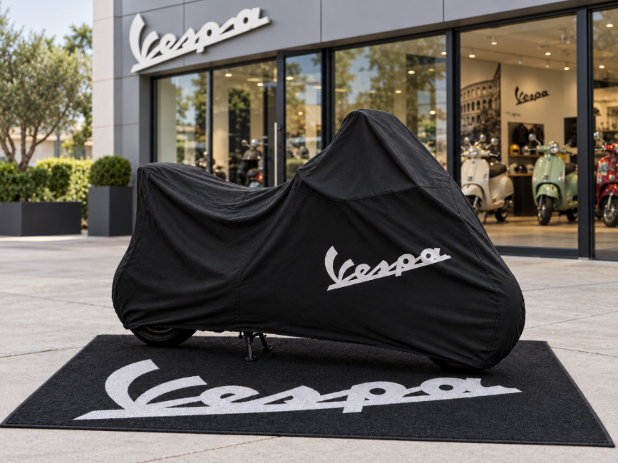 Vespa Motorcycle Rug & Cover BUNDLE – Choose Indoor or Outdoor Cover