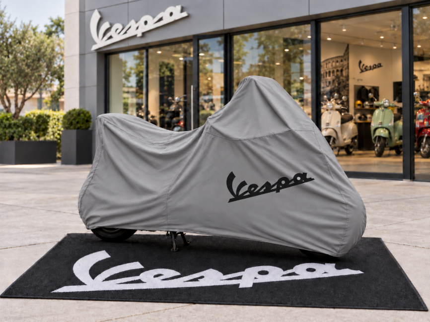 Vespa Motorcycle Rug & Cover BUNDLE – Choose Indoor or Outdoor Cover