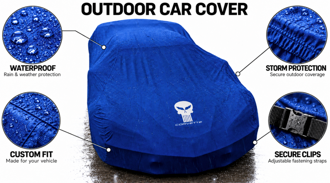 CORVETTE JAKE SKULL car cover, CORVETTE JAKE SKULL custom-made Outdoor car cover