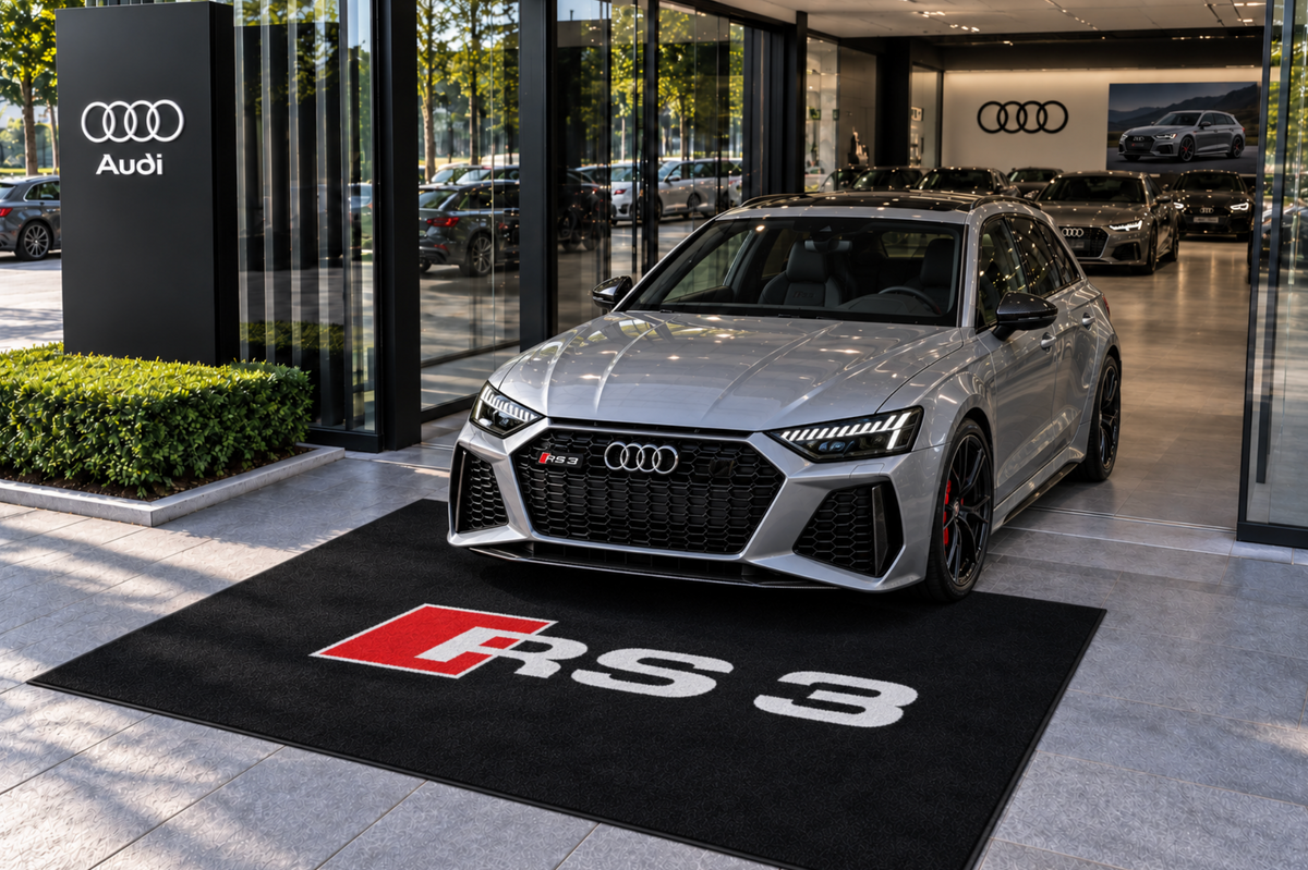 Audi Garage Floor Mat 5x7 FT (60x87 Inches) Premium Showroom Rug & Wall Decor