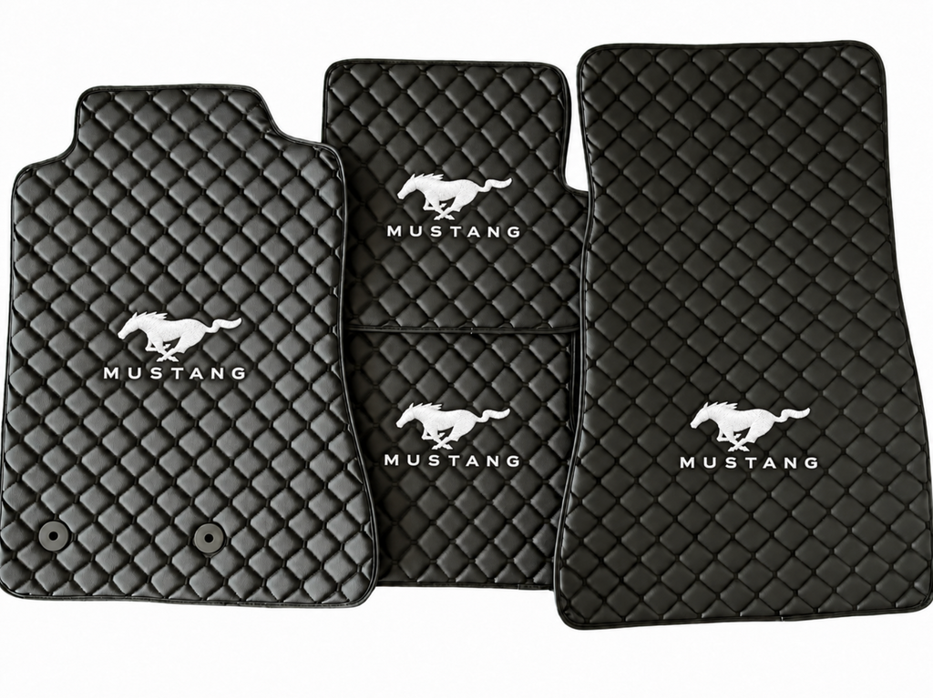 MUSTANG Leather Car Floor Mat, MUSTANG Waterproof Custom Car Mat