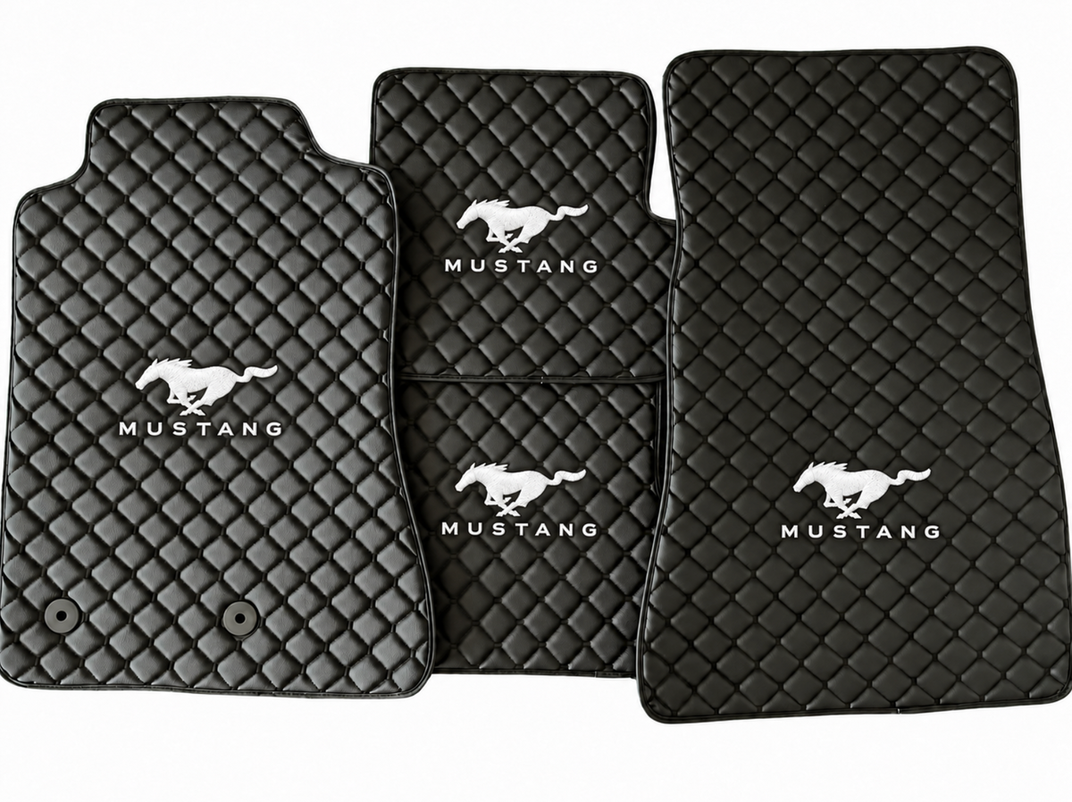 MUSTANG Leather Car Floor Mat, MUSTANG Waterproof Custom Car Mat