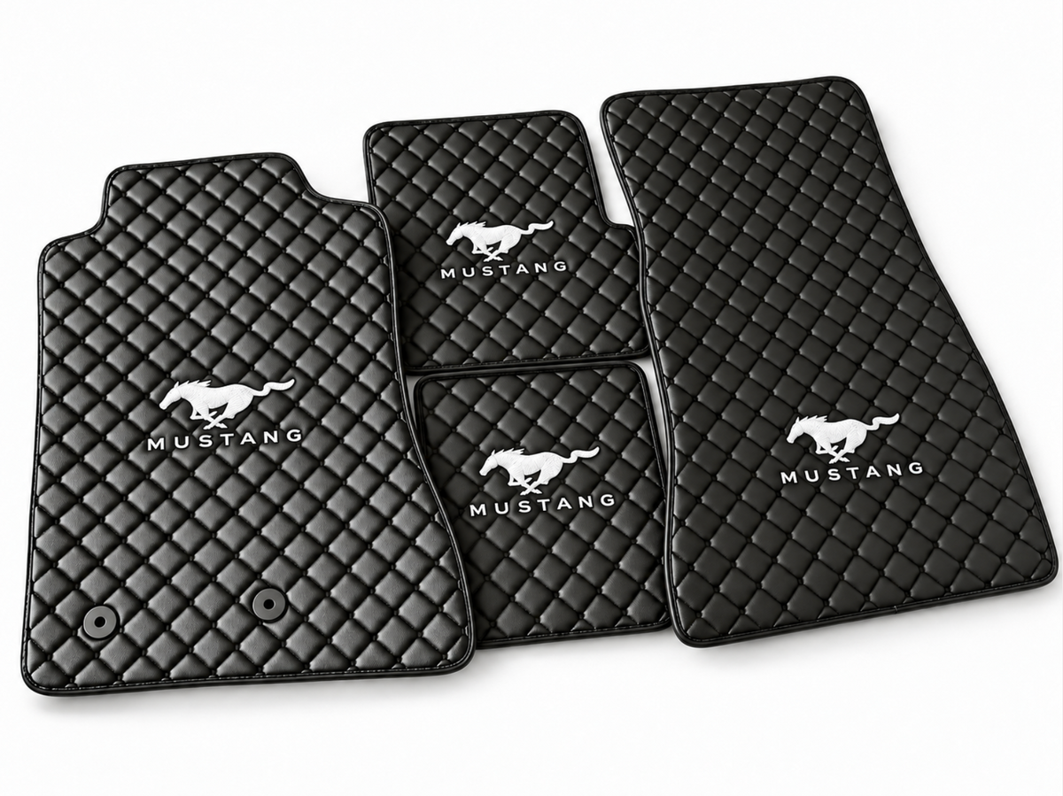 MUSTANG Leather Car Floor Mat, MUSTANG Waterproof Custom Car Mat