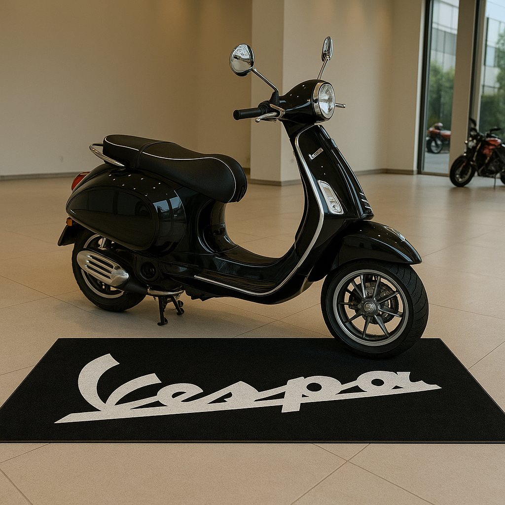 Vespa Motorcycle Garage Floor Mat 32x87 Inches