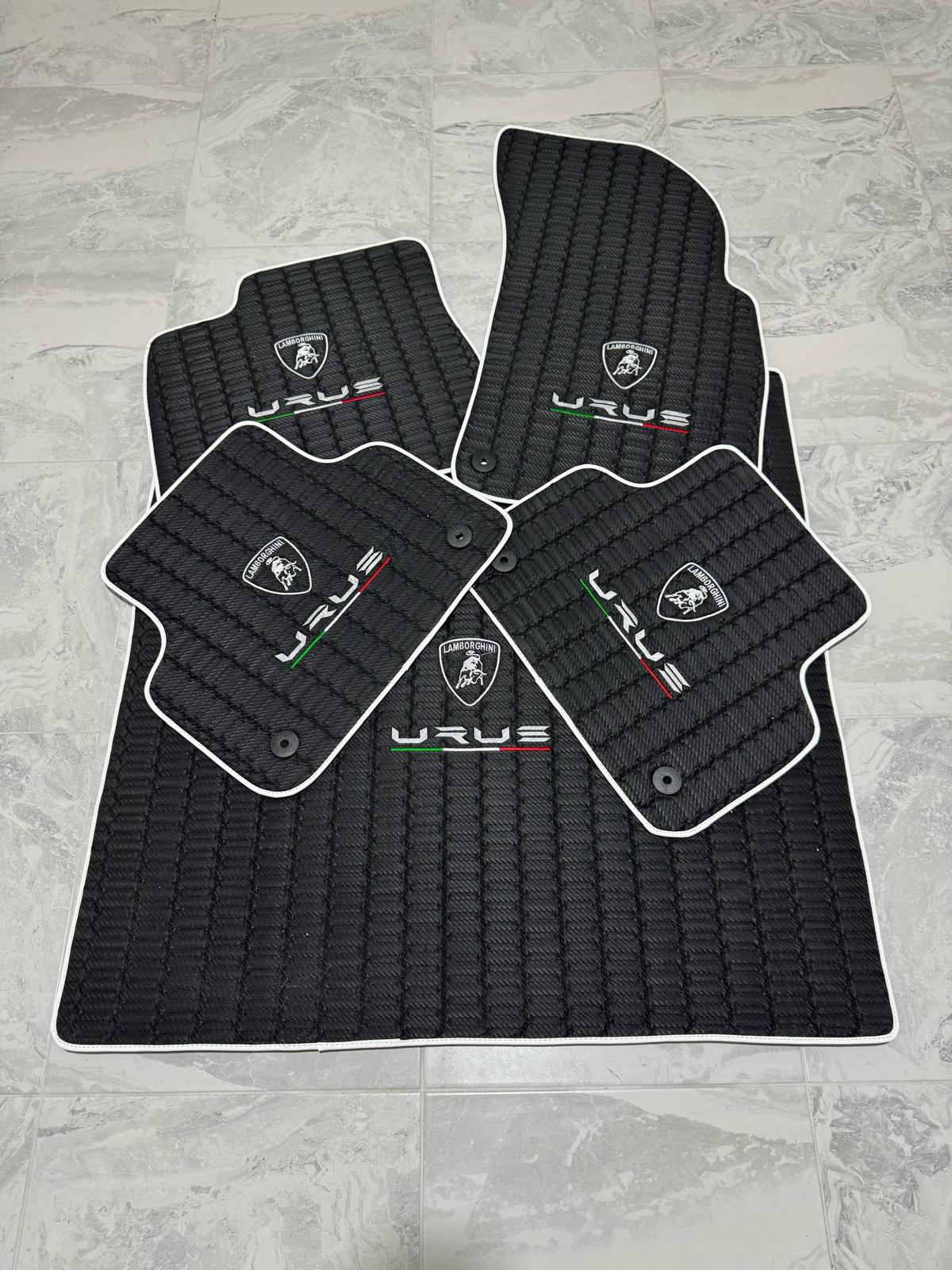 Lamborghini URUS Leather Car Floor Mat + Trunk Mat Full Set + 2 Pcs Lumbar Pillow, Waterproof Custom Car Mat