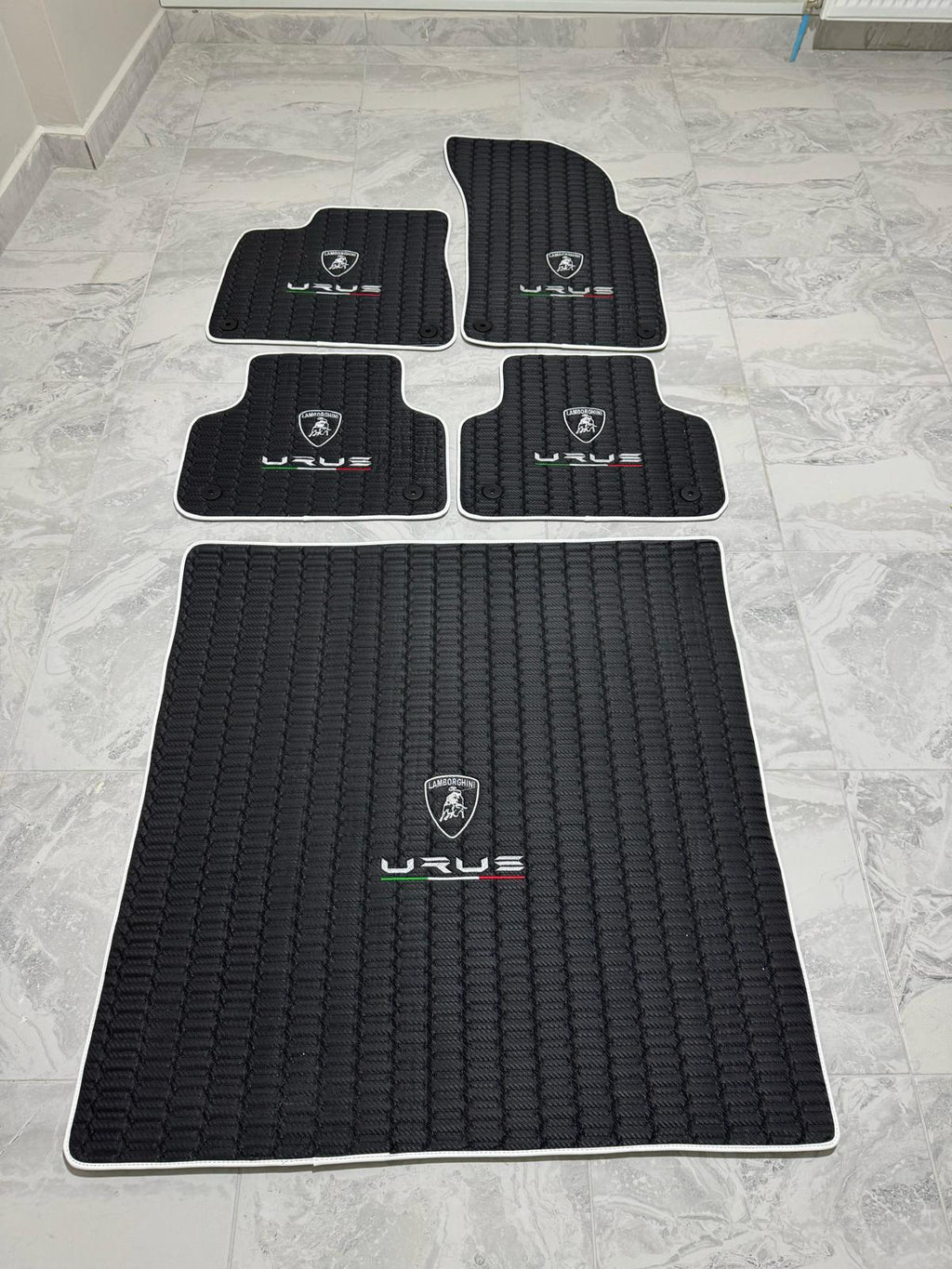 Lamborghini URUS Leather Car Floor Mat + Trunk Mat Full Set, Lamborghini Waterproof Custom Car Mat