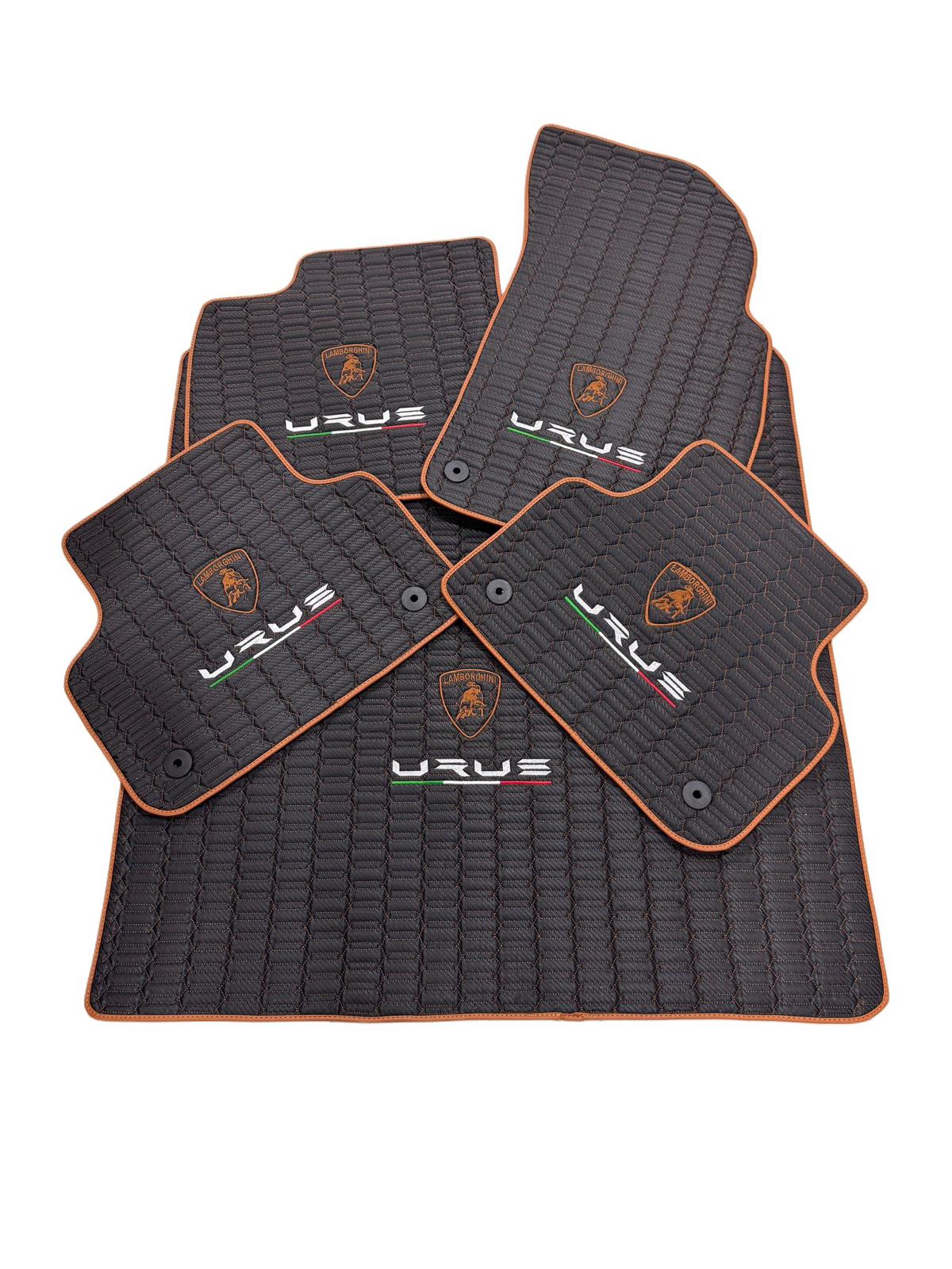 Lamborghini URUS Leather Car Floor Mat + Trunk Mat Full Set + 2 Pcs Lumbar Pillow, Waterproof Custom Car Mat