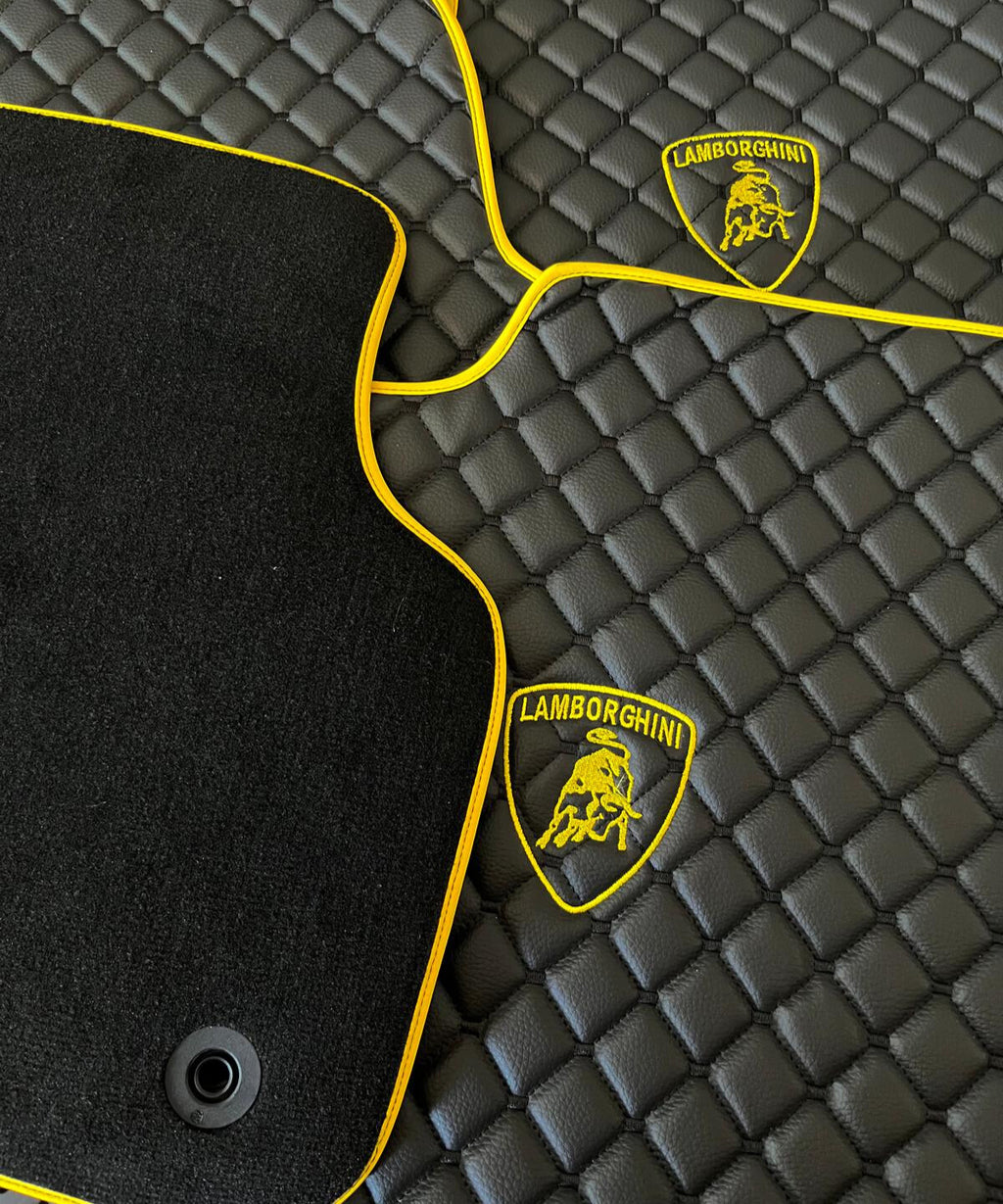 Lamborghini Leather Car Floor Mat, Lamborghini Waterproof Custom Car Mat