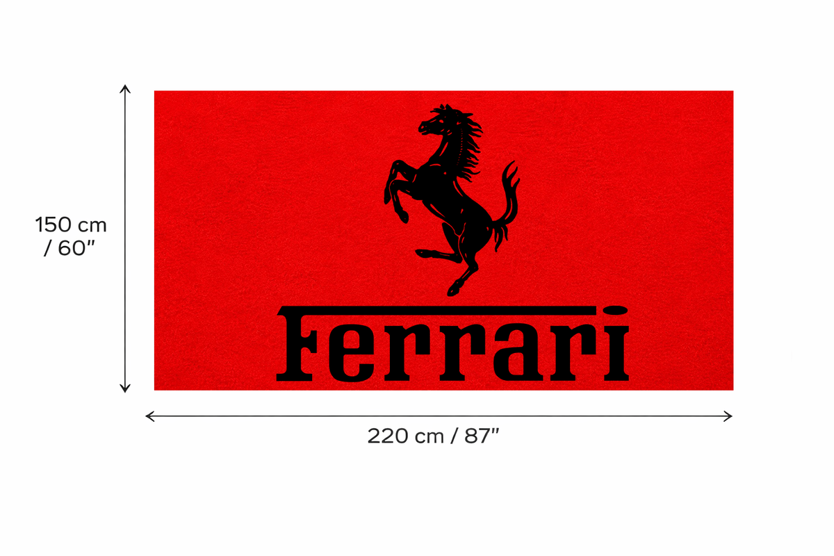 Ferrari Garage Floor Mat 5x7 FT (60x87 Inches) Premium Showroom Rug Wall Decor Red